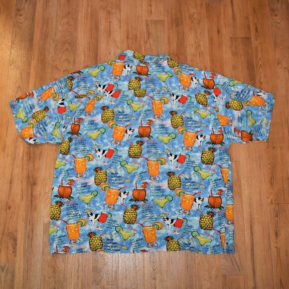 Big Dogs Fun Drink Recipe Print Short Sleeve Button Up Shirt Sz 4XL - Picture 2 of 4
